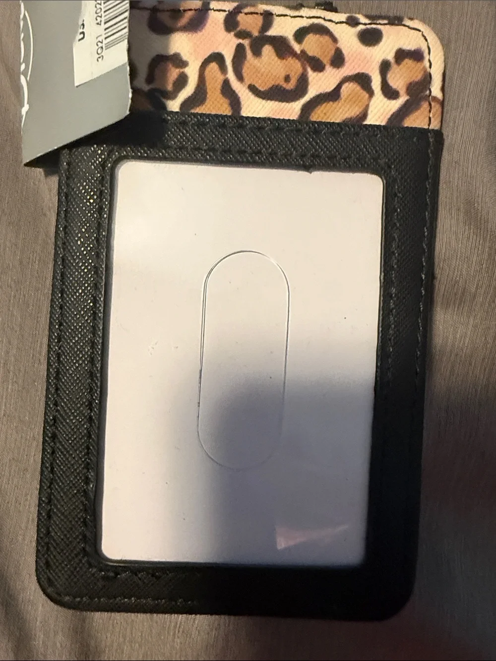 Disney Black Card Holder with Leopard Print Bow